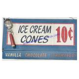 Wooden Ice Cream Sign 12.5x23"