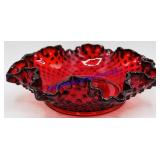 Fenton Ruby Red Amberina Hobnail Ruffled Glass