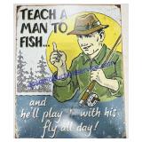 Metal Novelty Fishing Sign 16x12.5"