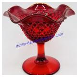 Fenton Hobnail Ruby Red Glass Candy Dish
