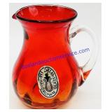 Pilgrim Red Amberina Blown Glass Mini Pitcher