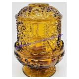Indiana Glass Stars & Bars Amber Fairy Lamp