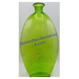 Green Bubble Blown Glass Vase