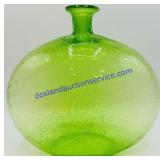 Green Bubble Blown Glass Vase