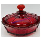 Fostoria Ruby Red Coin Glass Candy Dish