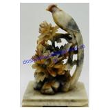 Chinese Carved Marble Peacock Art Piece