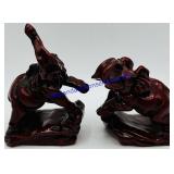 2 Chinese Resin Elephant Figures