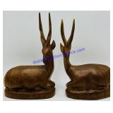 2 Wooden Gazelle Figures (Made in Kenya)