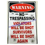 Metal Novelty No Trespassing Sign 12x18"
