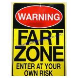 Metal Fart Zone Sign 8.5x11.5"