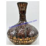 Amber Mosaic Glass Vase