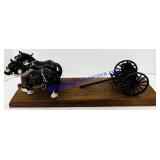 Plastic Horse & Metal Wagon Decoration