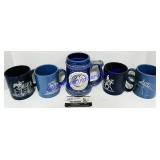 5 Blue Ceramic Horse Mugs