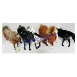 5 Painted Plastic Horse Hair Model Horses