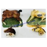 2 Ezra Brooks Horse Ceramic Decanters (Damaged