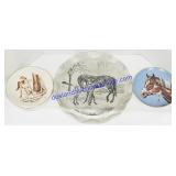 1 Metal & 2 Ceramic Horse Decorator Plates