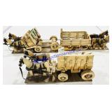 3 Damaged Wooden Horse Drawn Wagon Decorations