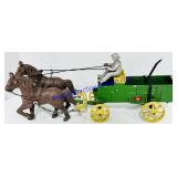 Cast Iron John Deere Horse Drawn Wagon Decoration