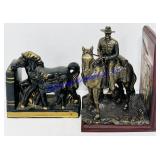 2 Unmatched Ceramic & Resin Horse Book Ends