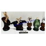 5 Colored Glass Horse Perfume Bottles