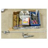 Screws, tools, air gun, brass bar