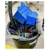 Bucket of Garden Sheers, Jumper Cables, Etc