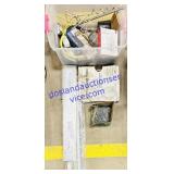 Tote of Door Sills, Copper Tubing, Nails, Etc