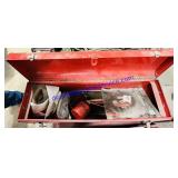 Red Metal Toolbox w/ Misc Tools