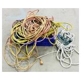4 Extension Cords & Pulley w/ Rope