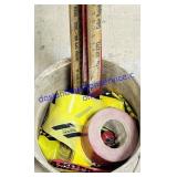 Bucket of Caution Tape & Yard Sticks