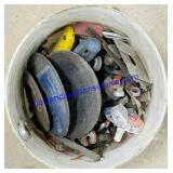 Bucket of Wrenches, Grinder Blades, Etc