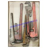 5 Mixed Size & Brand Pipe Wrenches