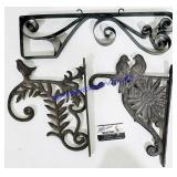 2 Antique & 1 Standard Metal Hook Mounts