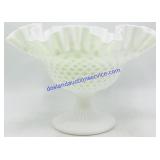 Fenton Ruffled Hobnail Milk Glass Dish