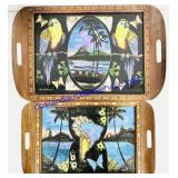2 Wooden Handmade Brazilian Drinks Trays