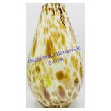 White & Amber Art Glass Vase