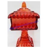 Jeannette Glass Amberina Wedding Bowl w/ Lid