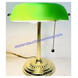Metal & Green Rotating Glass Shade Desk Lamp