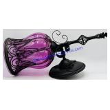 Pink Glass & Metal Wall Mount Candle Lantern