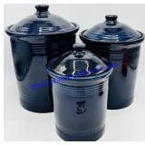 3 Ceramic Storage Jars (Crack on Smallest Lid)