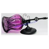 Pink Glass & Metal Wall Mount Candle Lantern