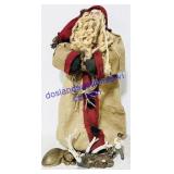 Large Burlap Santa, Brass Cat, Buck Plate