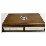 USA Presidential Dollars Wooden Felt Display Box