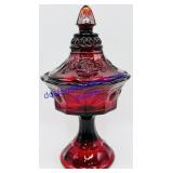 Tiara Glass Red Amberina Candy Dish (Chipped Lid)