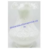 Fenton Ruffled Milk Glass Silver Crest Spanish
