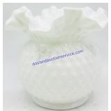 Fenton Ruffled Hobnail Milk Glass Vase