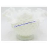 Fenton Ruffled Hobnail Milk Glass Dish