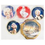 4 Marilyn Monroe & 1 Christmas Decorator Plates