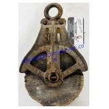 Antique Wood & Metal Pulley