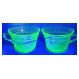 2 Uranium Glass Tea Cups